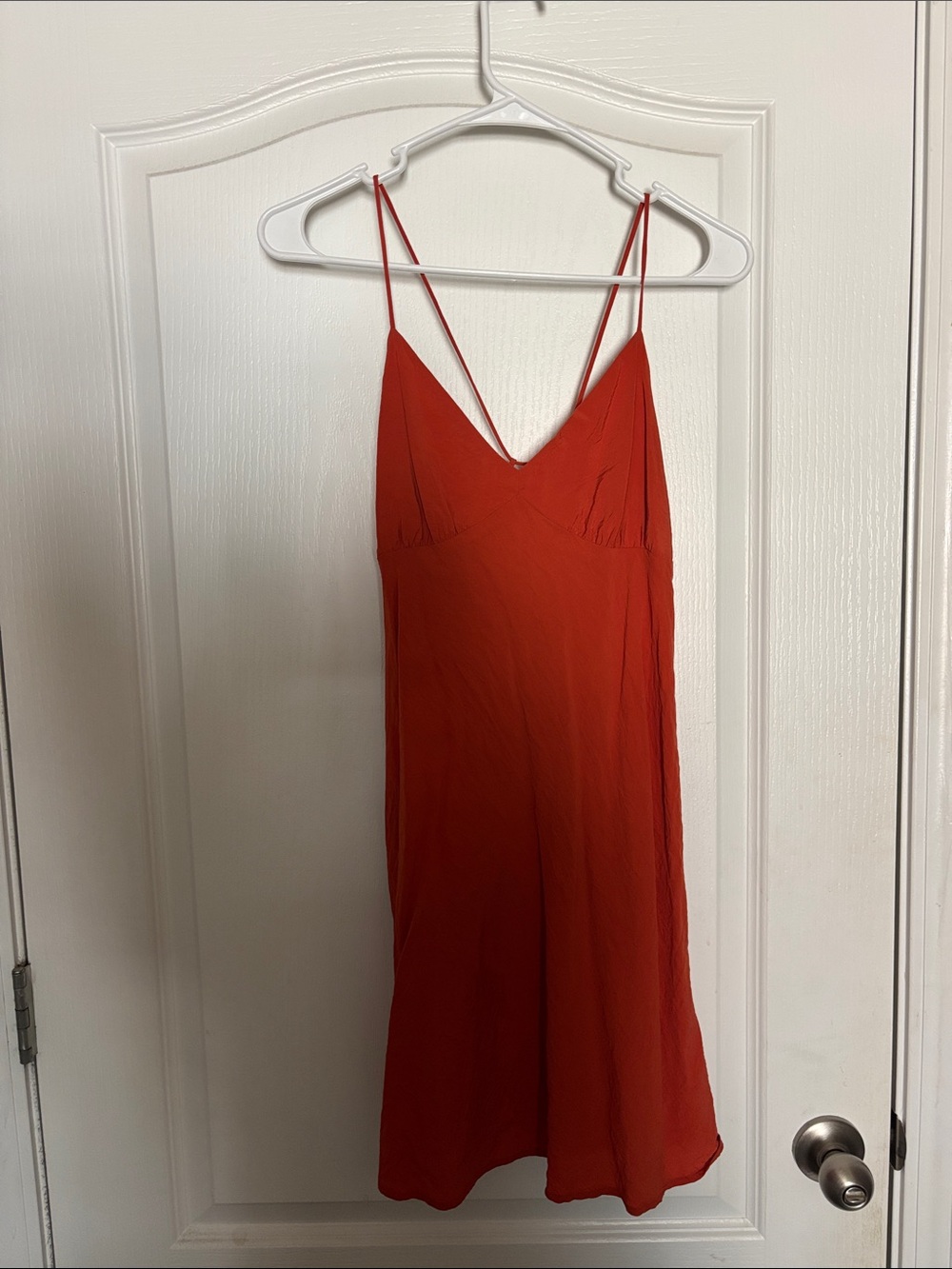 Madewell Layton Rust Orange Spaghetti-Strap Mini Slip Dress - Picture 3 of 4